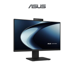 ASUS computer monitor with a built-in webcam on a black stand