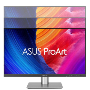 ASUS ProArt monitor demonstrating height adjustment features